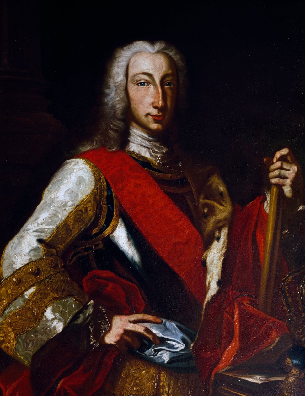 Portrett av Charles III av Bourbon (1716-1788), konge av Spania, senere Charles VII som konge av Napoli, maleri av Giuseppe Bonito (1707-1789) av Giuseppe Bonito