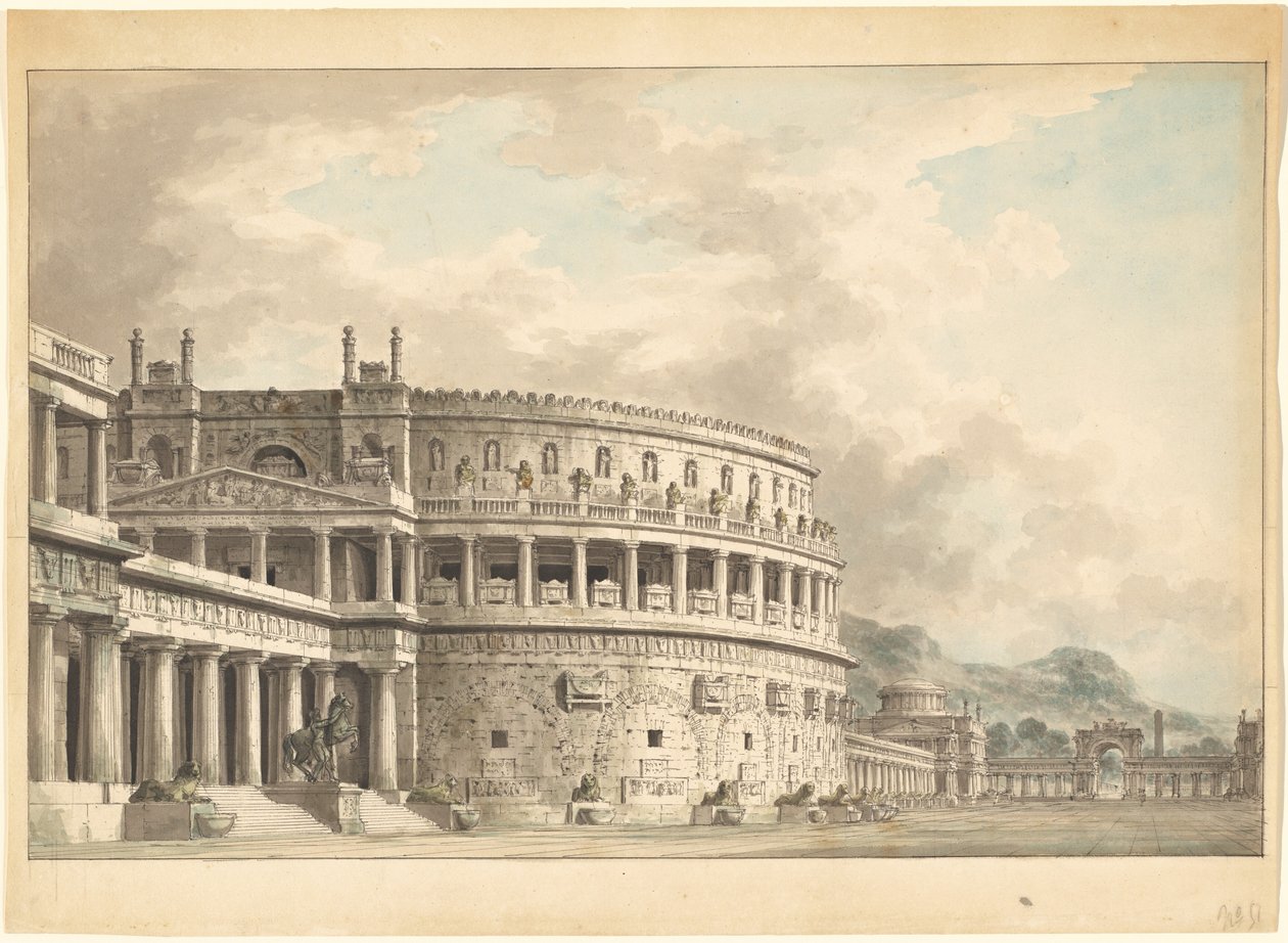 Arkitektonisk fantasi om et storslått gammelt mausoleum av Giuseppe Borsato