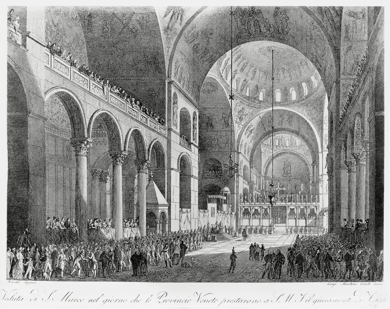 Veneto-provinsene sverger troskap til den østerrikske keiseren Frans II (1768-1835) i San Marco-basilikaen i Venezia, 7. mai av Giuseppe Borsato