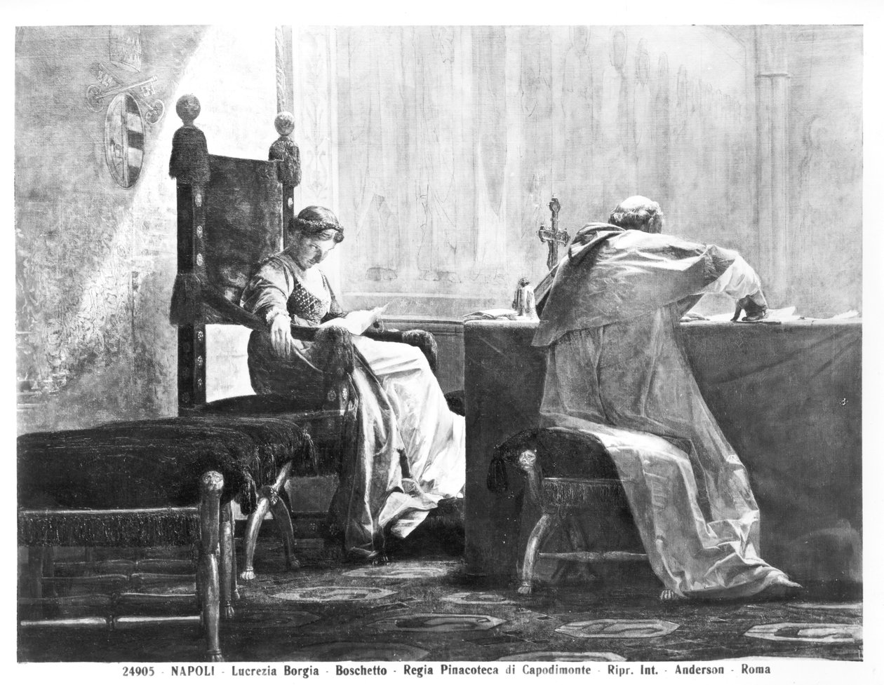 Lucrezia Borgia (1480-1519) og hennes far pave Alexander VI (1431-1503) av Giuseppe Boschetto