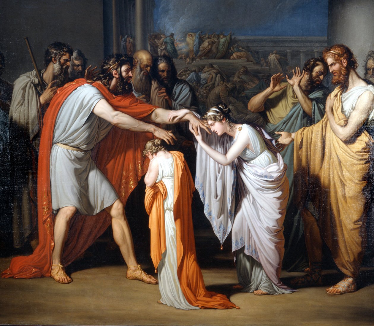 Blind Oedipus Meets His Daughters Maleri av Giuseppe Bossi (1777-1815), Villa Comunale di Trezzo Sull