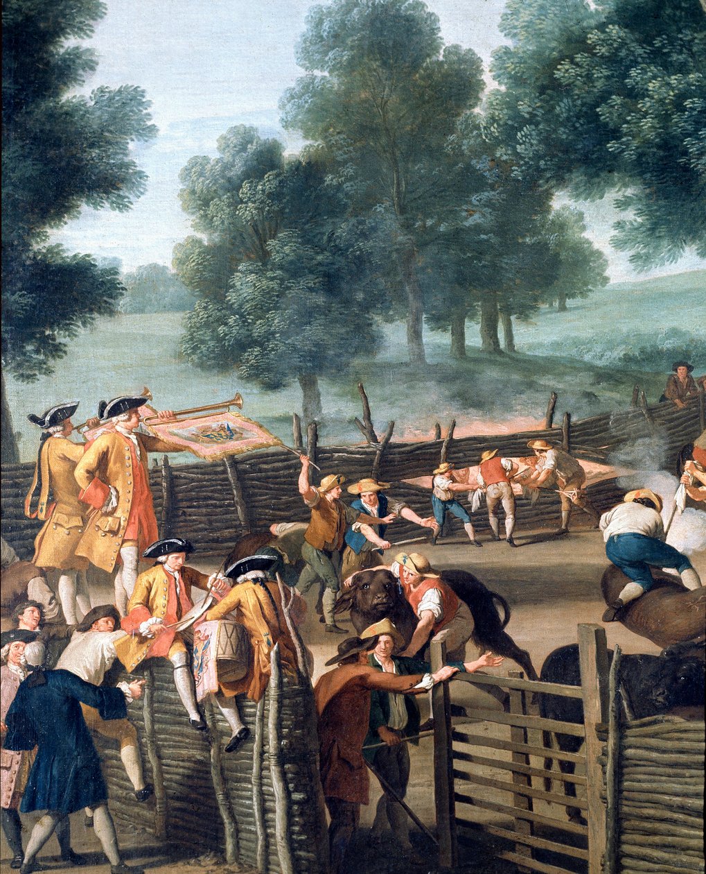 Husdyrmerking nær Roma. Publikum til aristokratene, detalj (maleri av Giuseppe Bottani