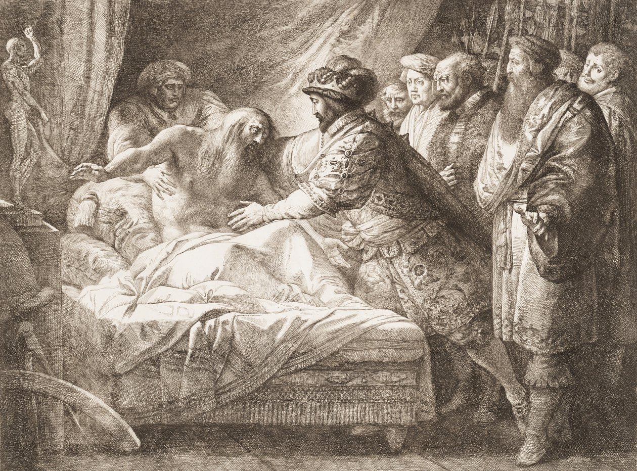 Allegori om maleri Leonardo da Vincis død, ca. 1780-99. av Giuseppe Cades