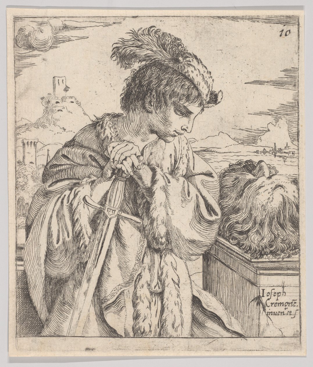 David ser på hodet til Goliat, 1620-30. av Giuseppe Caletti