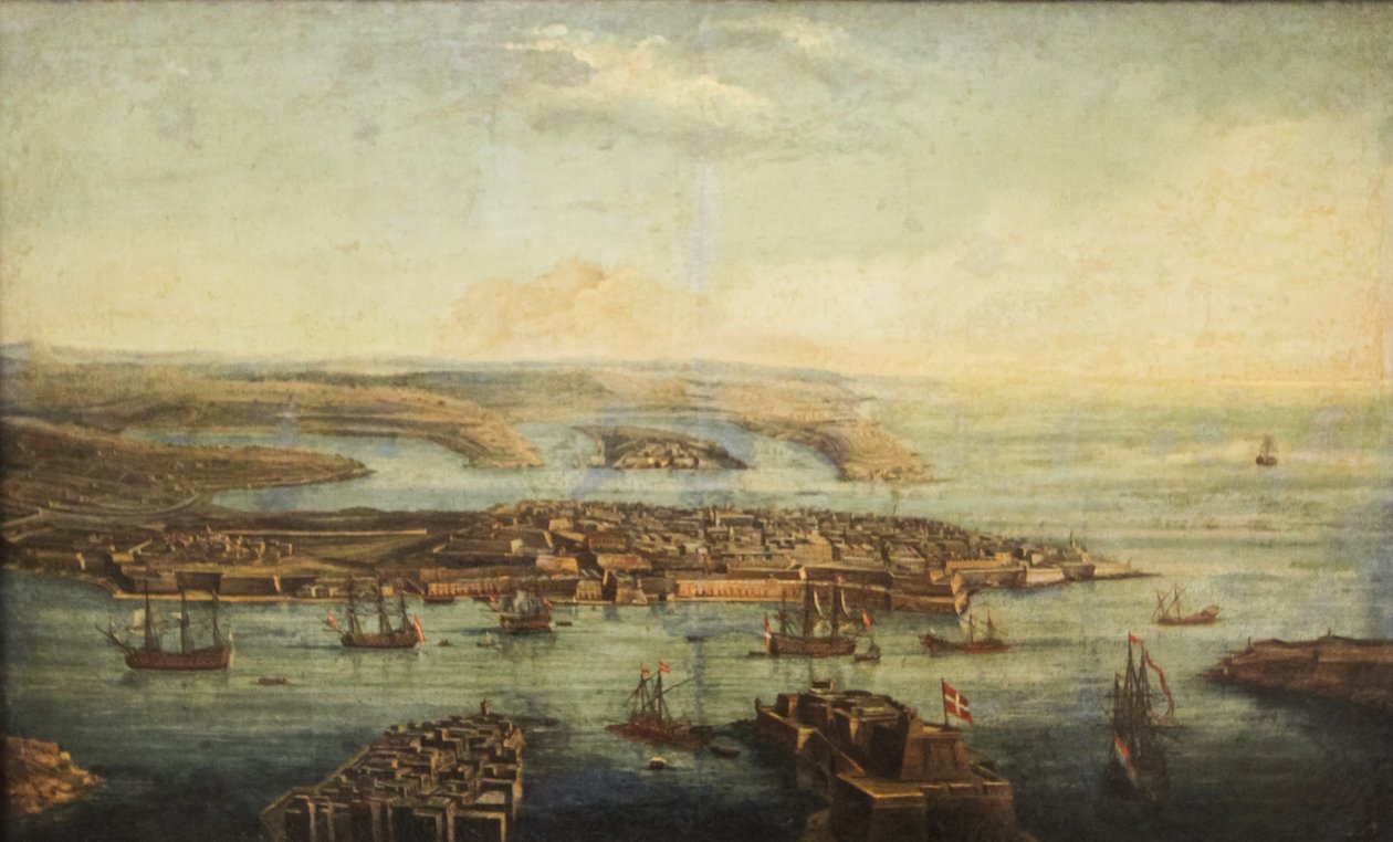 Utsikt over Grand Harbour, Marsamxett og Valletta av Giuseppe Caloriti