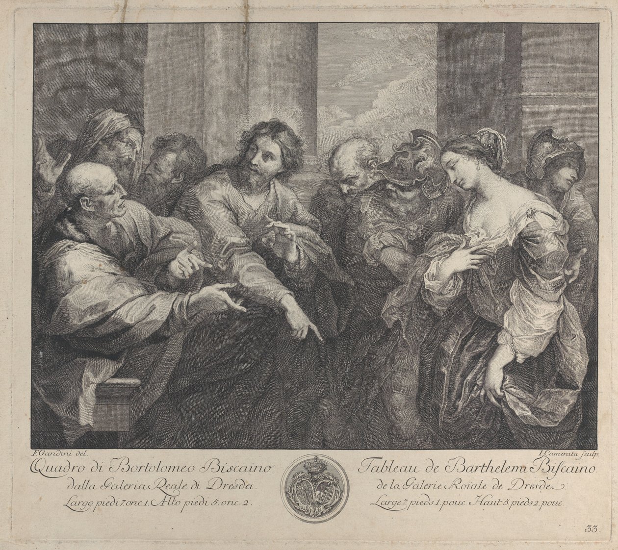 Kristus og kvinnen tatt i utroskap, 1750-57. av Giuseppe Camerata