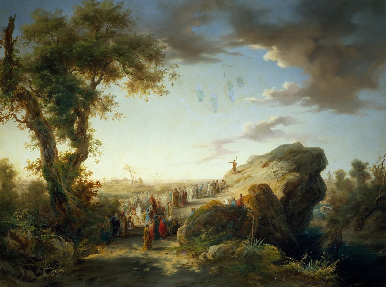 Italia, Aglie Ducal Castle, St John the Baptist Preaching, av Giuseppe Camino (1818-1890), olje på lerret av Giuseppe Camino