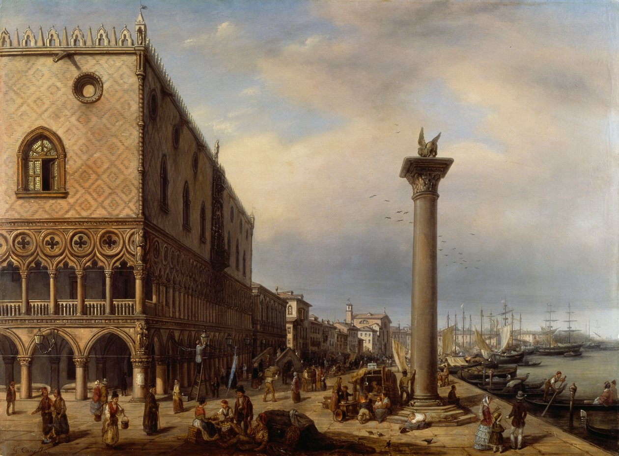 Riva degli Schiavoni (gangvei) i Venezia, av Giuseppe Cannella (1788-1847) av Giuseppe Canella
