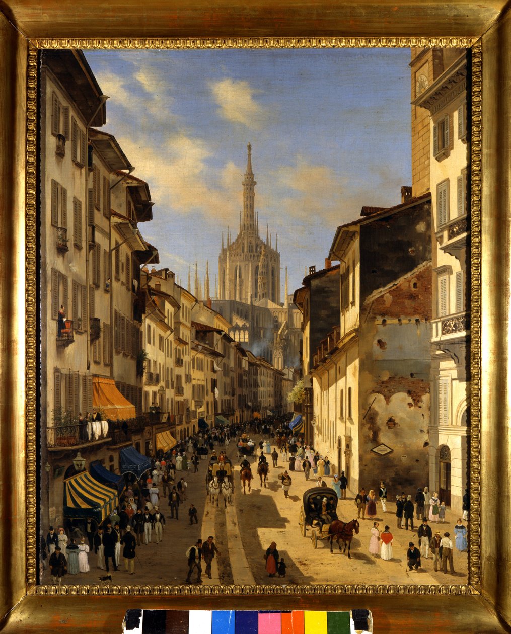 Utsikt over Corsia dei Servi (nåværende Corso Vittorio Emanuele) i Milano. Maleri av Giuseppe Canella (1788-1847) 1834 Milano, Milanos museum av Giuseppe Canella