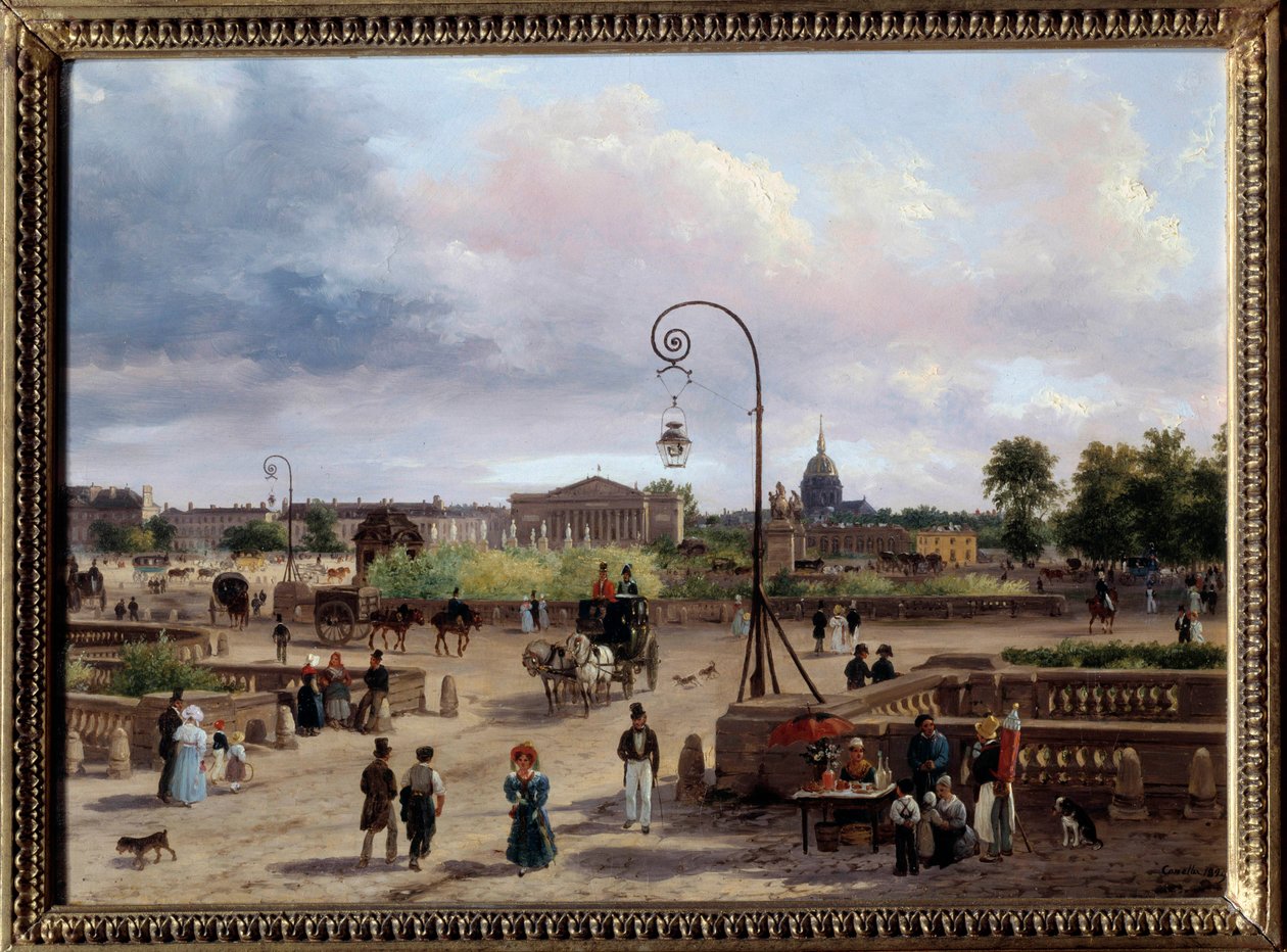 Utsikt over Place Louis XVI (nåværende Place de la Concorde) Maleri av Giuseppe Canella (1788-1847) 1829 Søn. 0,29x0,4 m Paris, Musee Carnavalet av Giuseppe Canella