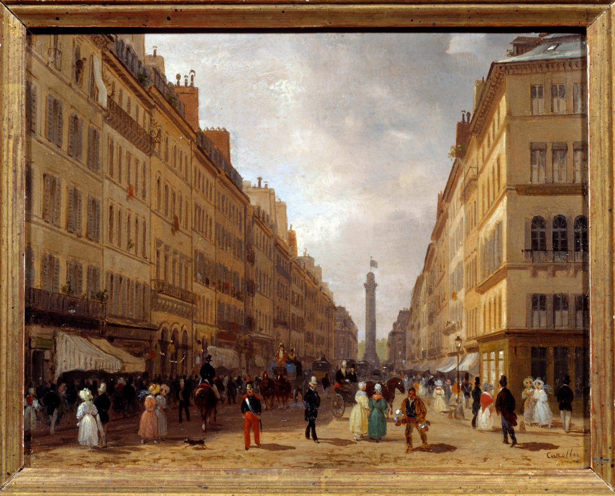 Utsikt over rue de la Paix i Paris maleri av Giuseppe Canella (1788-1847) 1830 Søn. 0,31x0,16 m Paris, Musee Carnavalet - Utsikt over Rue de la Paix i Paris. Maleri av Giuseppe Canella (1788-1847) av Giuseppe Canella