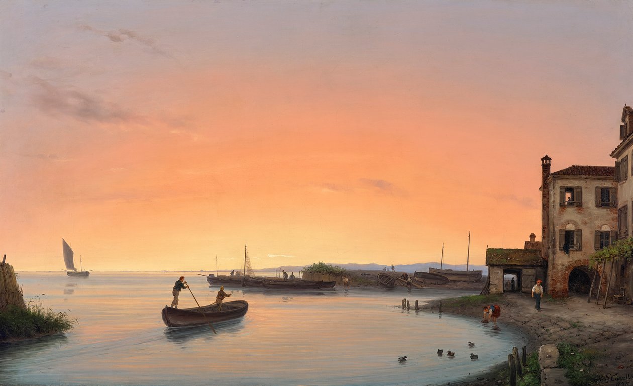 Chioggia før soloppgang av Giuseppe Canella d. Ä.