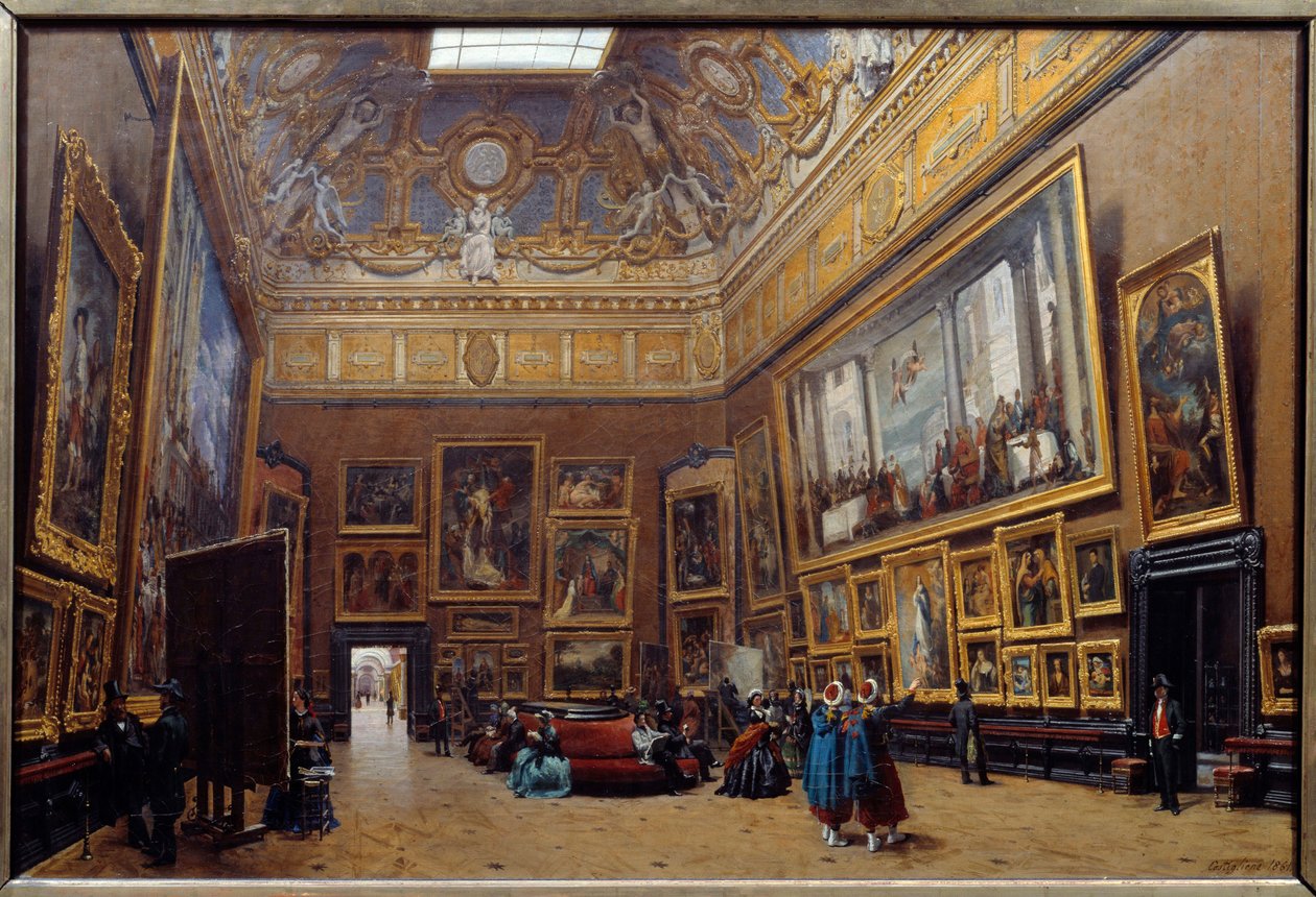 Utsikt over Salongplassen til Musee du Louvre Maleri av Giuseppe Castiglione (1829-1906) 1861 Søn. 0,69x1,03 m av Giuseppe Castiglione