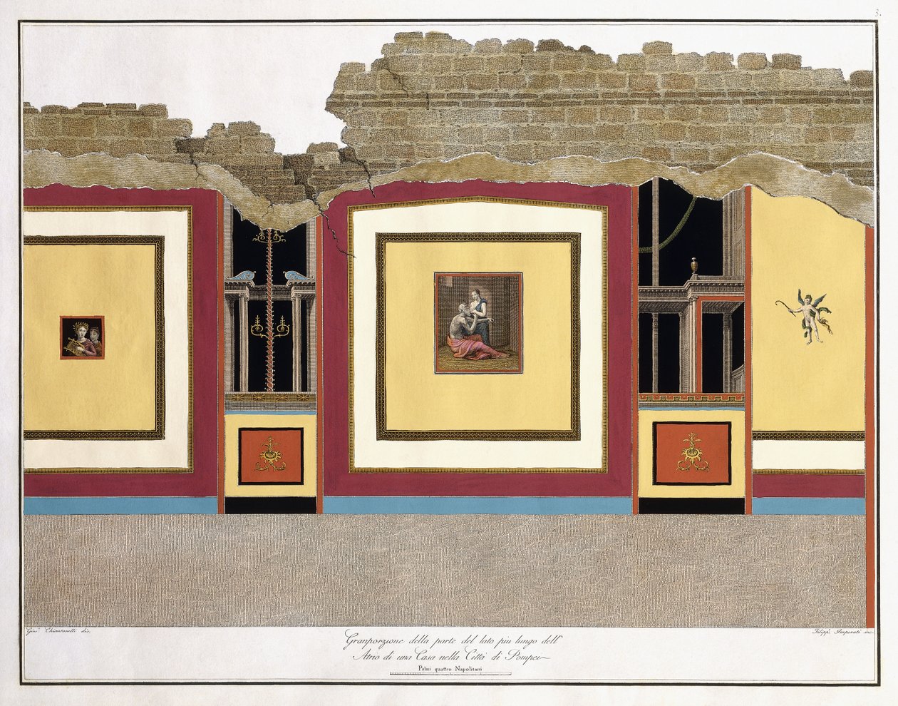 Den største delen av den lengste lengden av veggen til et Atrium of Pompei av Giuseppe Chiantarelli