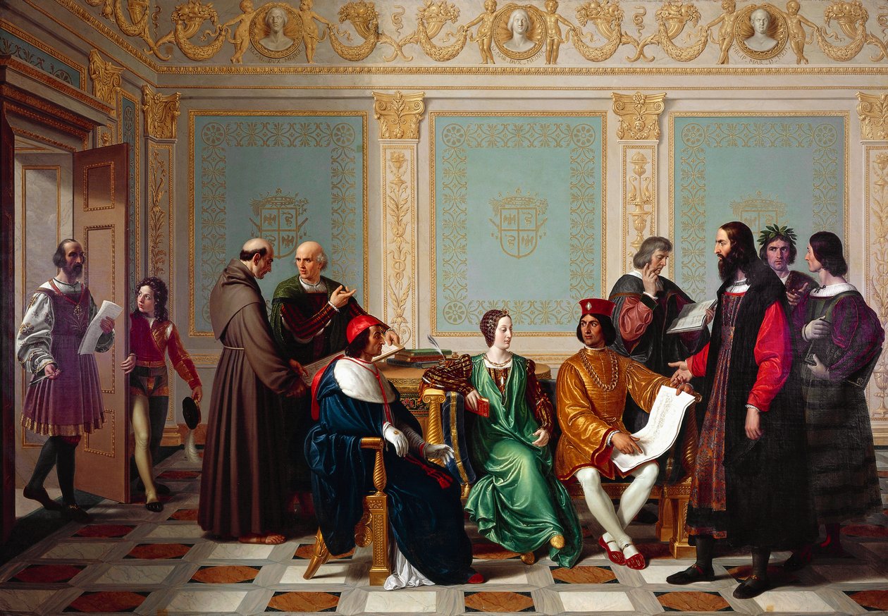 Leonardo da Vinci mottar provisjon for siste nattverd ved Ludovico il Moros domstol i Milano av Giuseppe Diotti