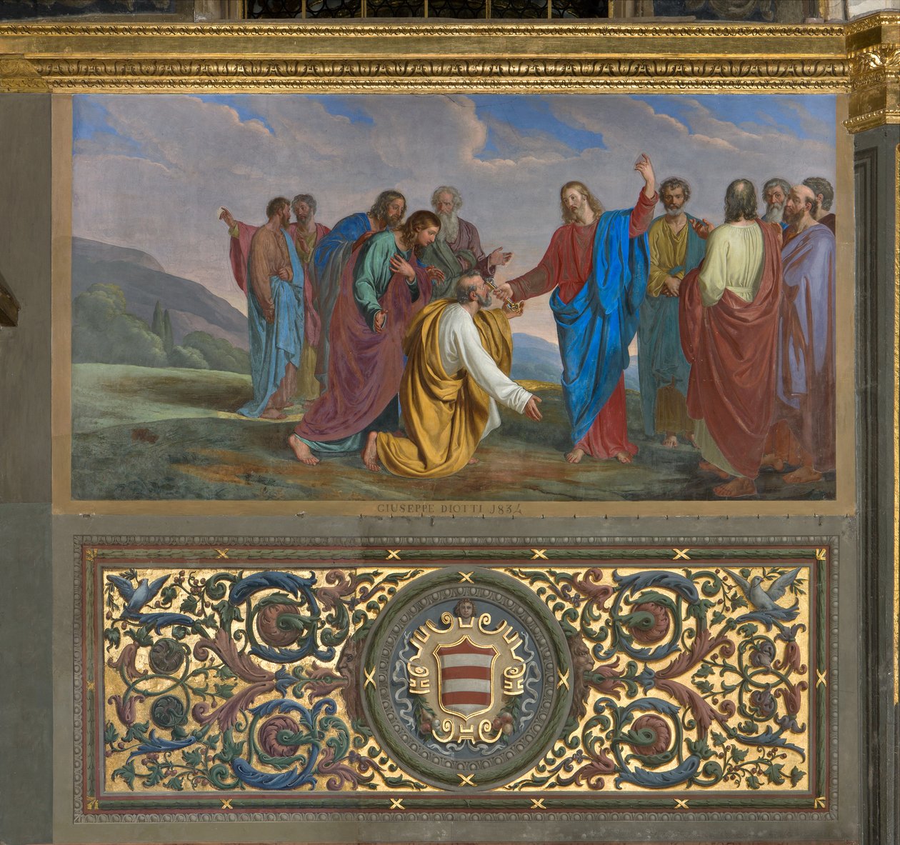 Presbytery, Giueppe Diotti, nøkkellevering til Pietro 1834 av Giuseppe Diotti