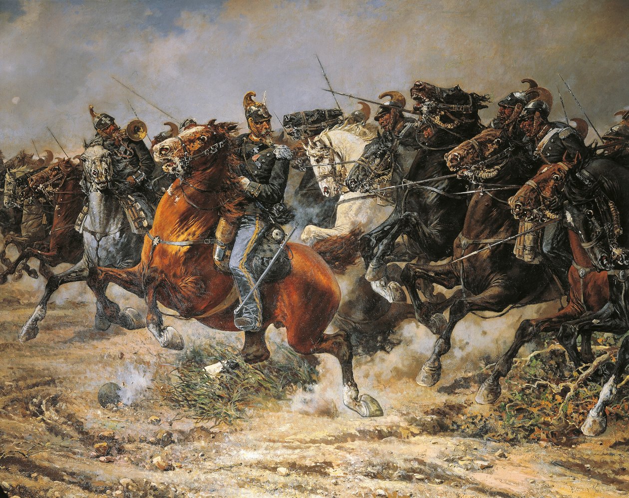 Tredje uavhengighetskrig, sjef for Genova-kavaleriet ved Custoza, 24. juni 1866, malt av Giuseppe Gabani av Giuseppe Gabani