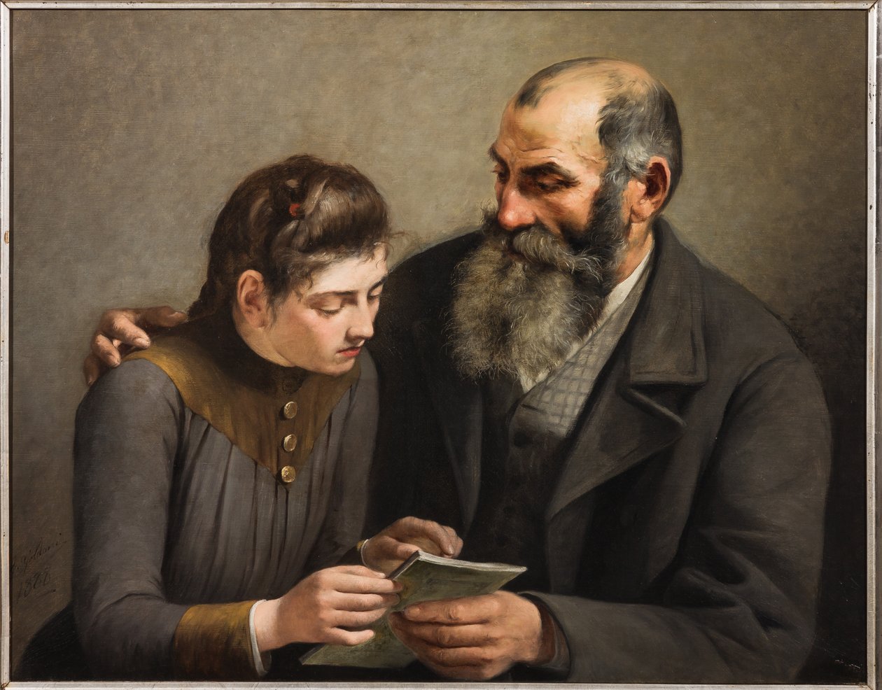 Læreren og jenta (olje på lerret) av Giuseppe Goldoni