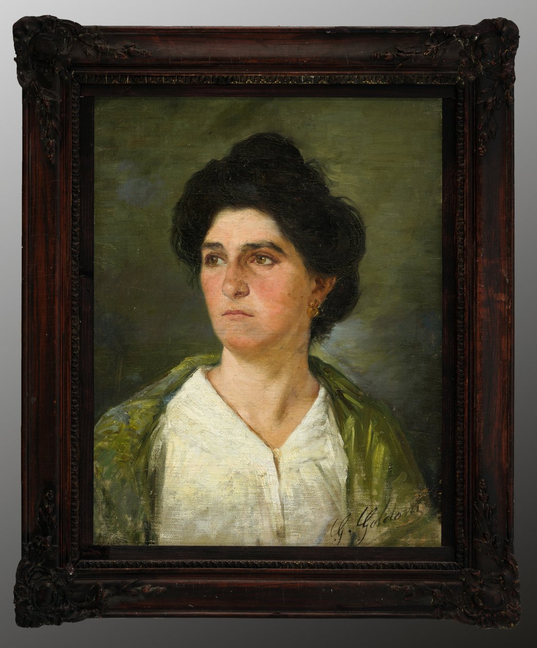 Portrett av en ung edel kvinne (oljemaleri på lerret) av Giuseppe Goldoni