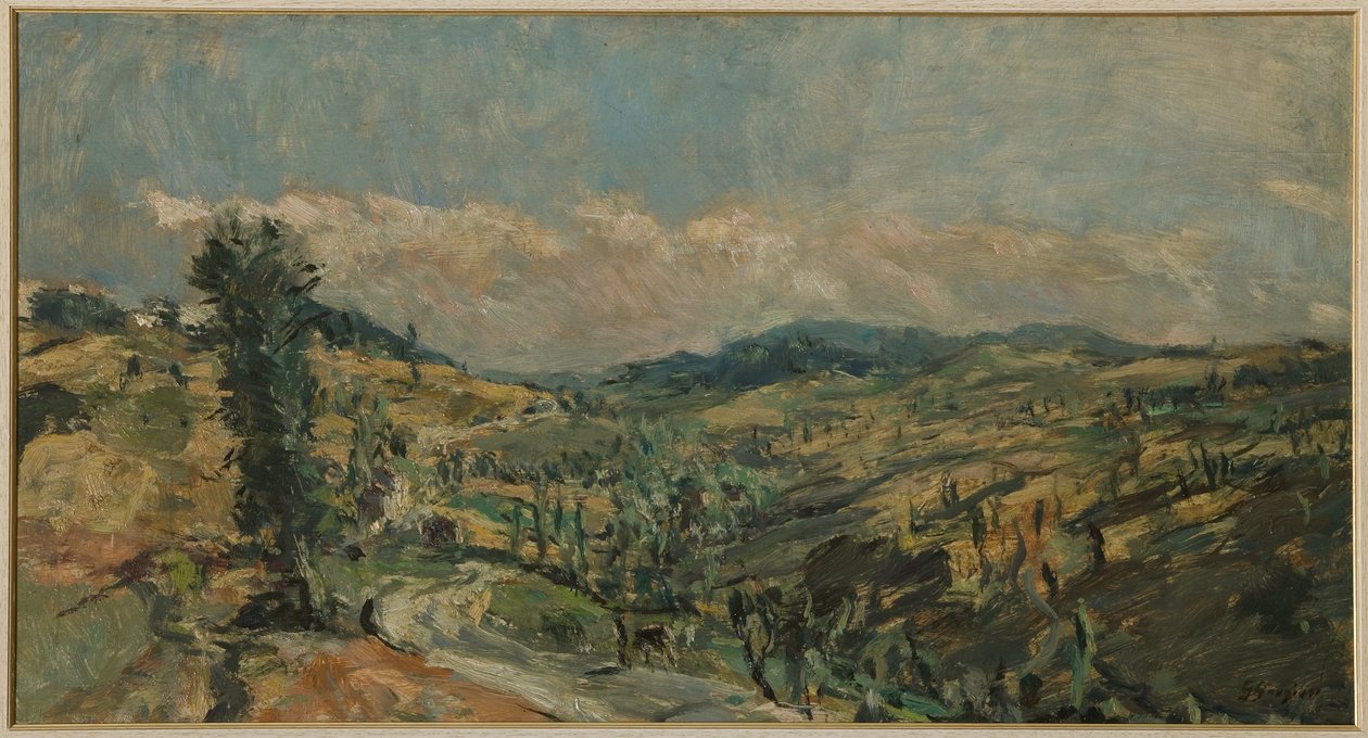 Landskap med sypresser (olje på panel) av Giuseppe Graziosi