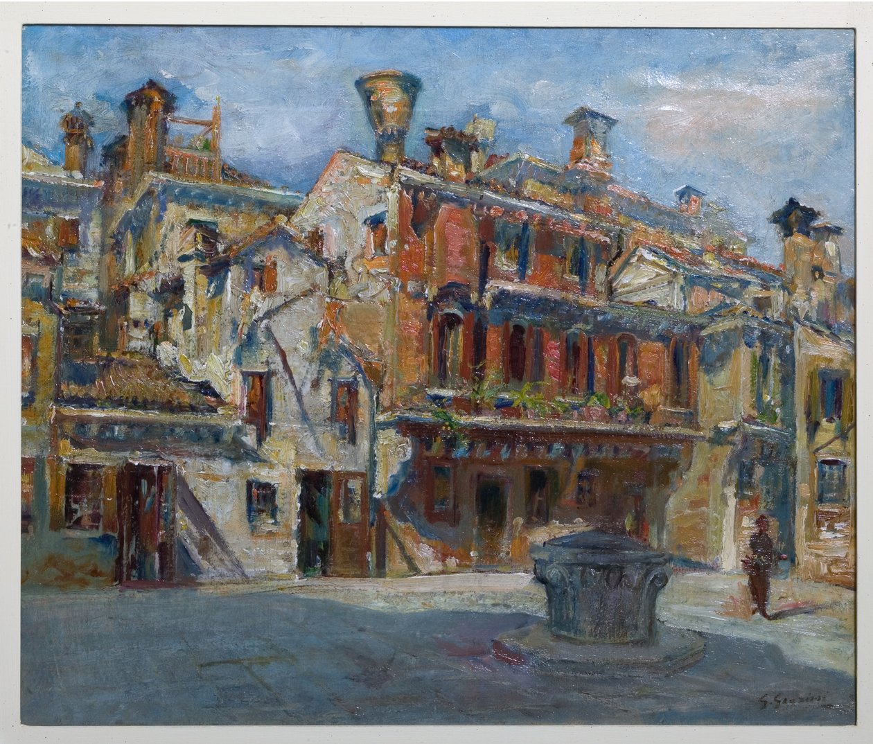 Teaterplassen, Venezia (olje på lerret) av Giuseppe Graziosi