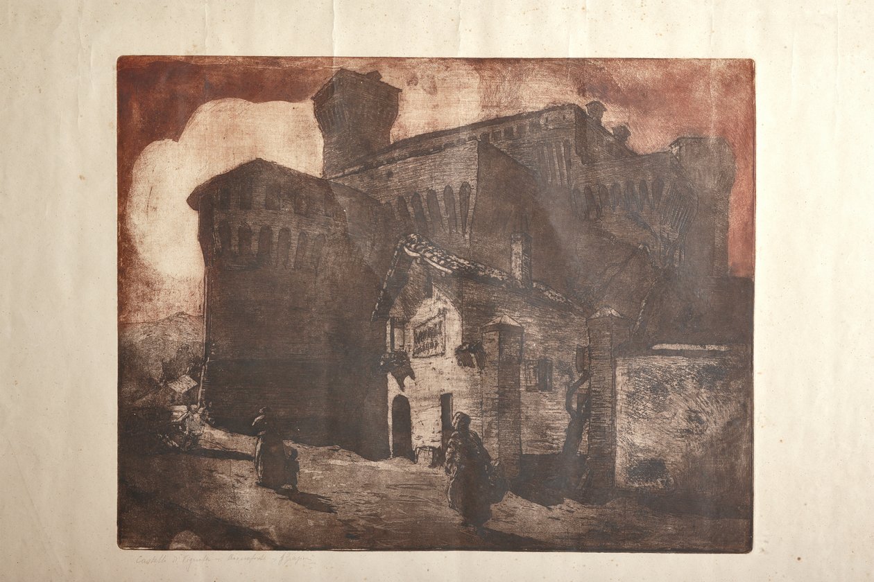 Slottet i Vignola (etsing og akvatint på papir, tallerken) av Giuseppe Graziosi