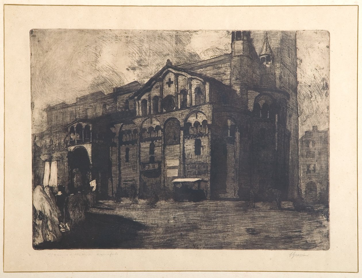 Duomo of Modena (etsing og akvatint på papir, plate) av Giuseppe Graziosi