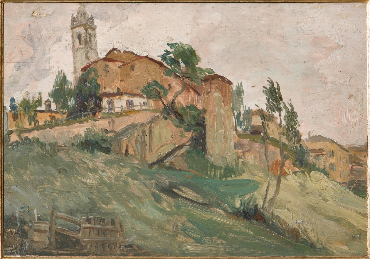 The Stronghold of Savignano (olje på kryssfiner) av Giuseppe Graziosi