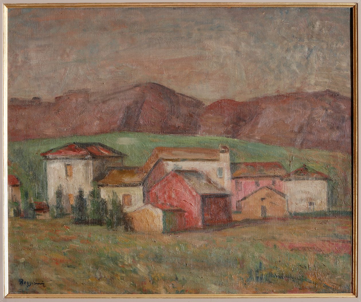 Landsby ved foten av fjellene (olje på lerret) av Giuseppe Graziosi
