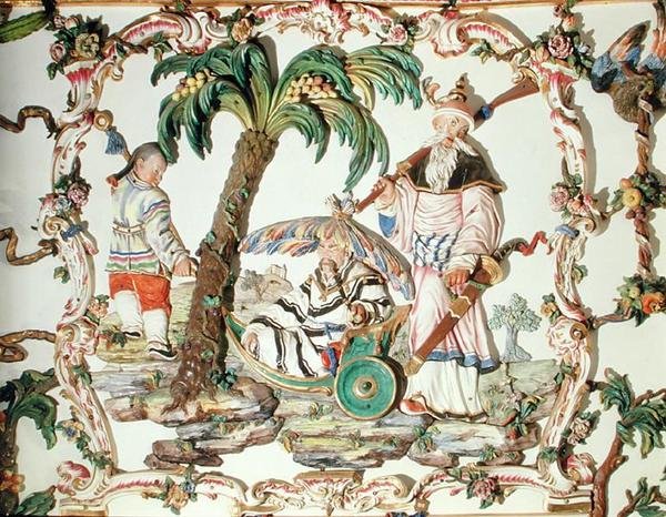 Salon Chino (kinesisk rom), detalj av veggen, 1769 (porselen) av Giuseppe Gricci