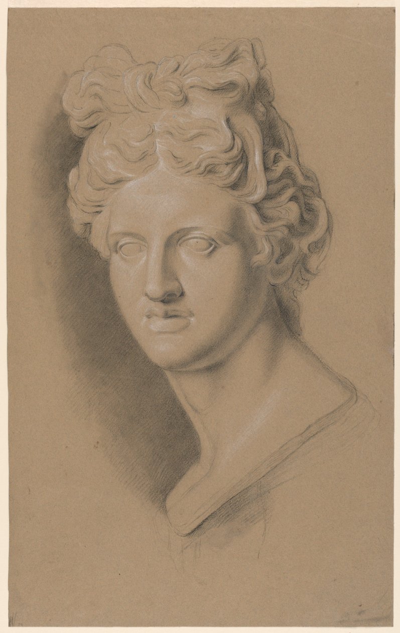 Akademisk studie av en rollebesetning av en klassisk kvinnebyste av Giuseppe Longhi