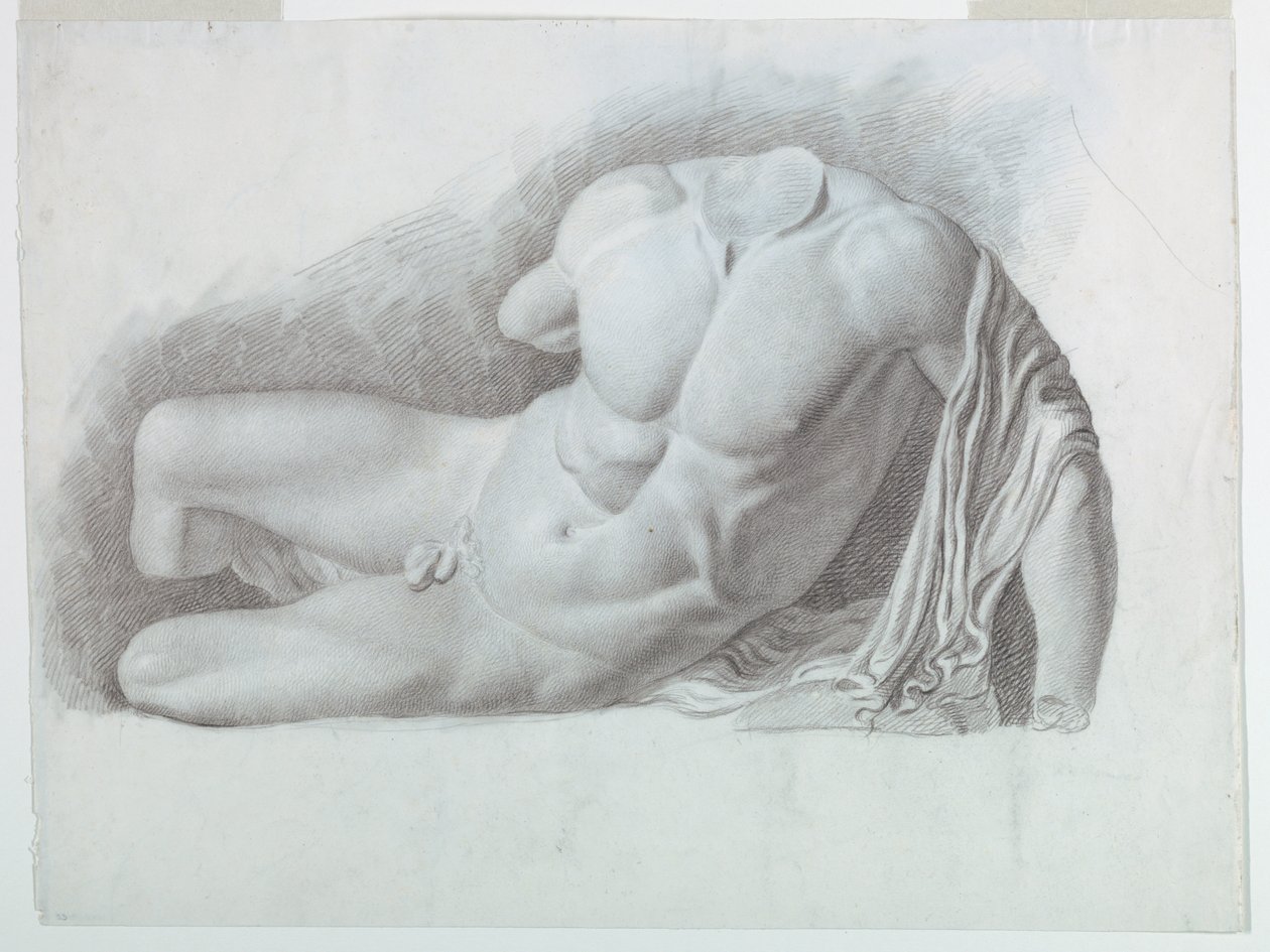 Akademisk studie av en rollebesetning av en klassisk naken av Giuseppe Longhi