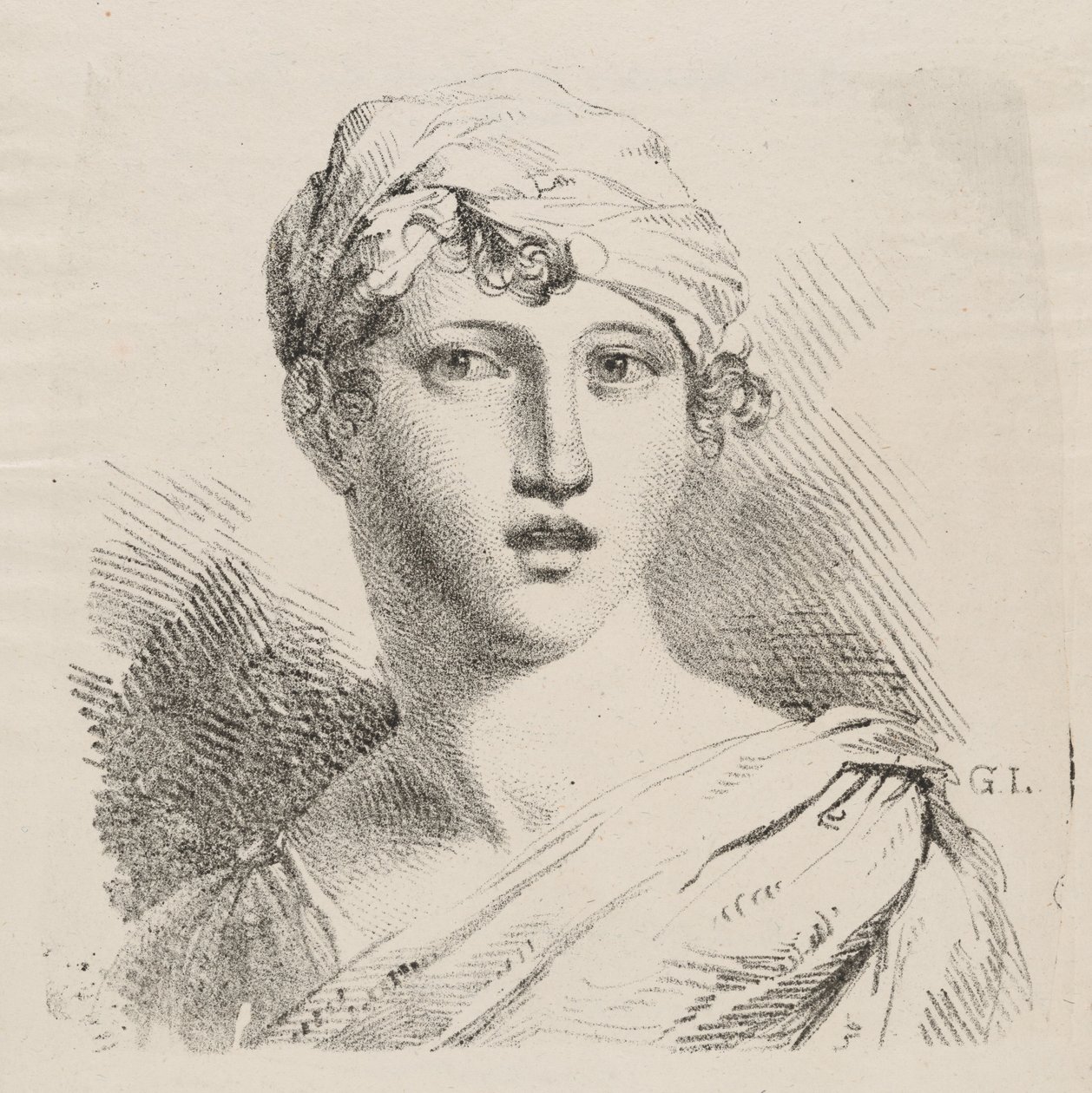 Byste av en ung kvinne med turban av Giuseppe Longhi