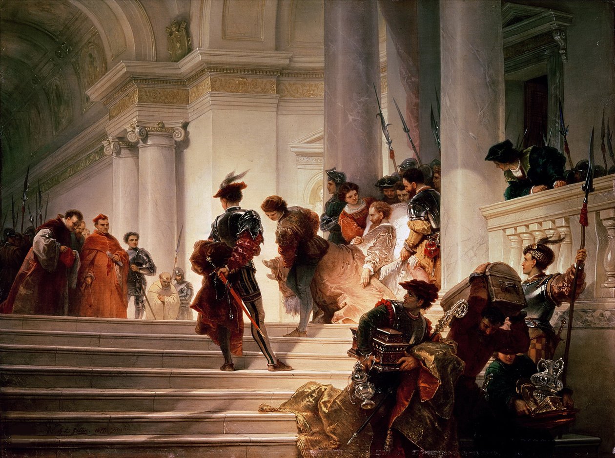 Cesare Borgia forlater Vatikanet, 1877. av Giuseppe Lorenzo Gatteri