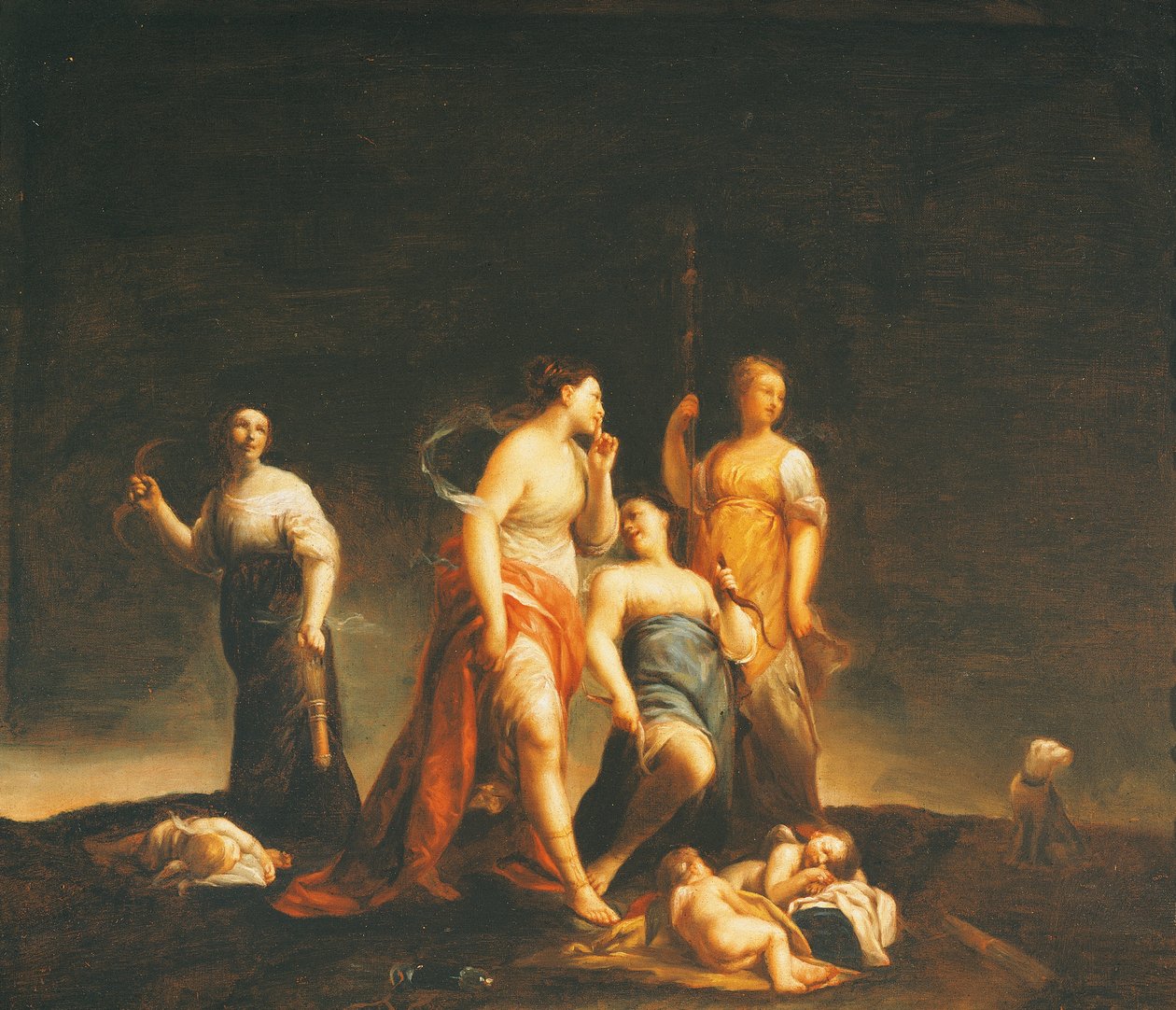 Sovende amoriner, av Giuseppe Maria Crespi (1665-1747) av Giuseppe Maria (1665 1747) Crespi