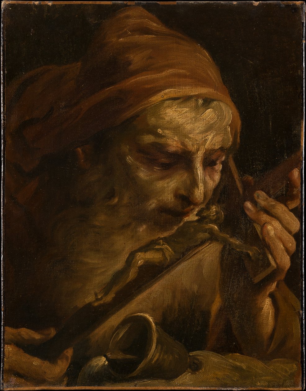 Antonius abbed kysser krusifikset av Giuseppe Maria Crespi