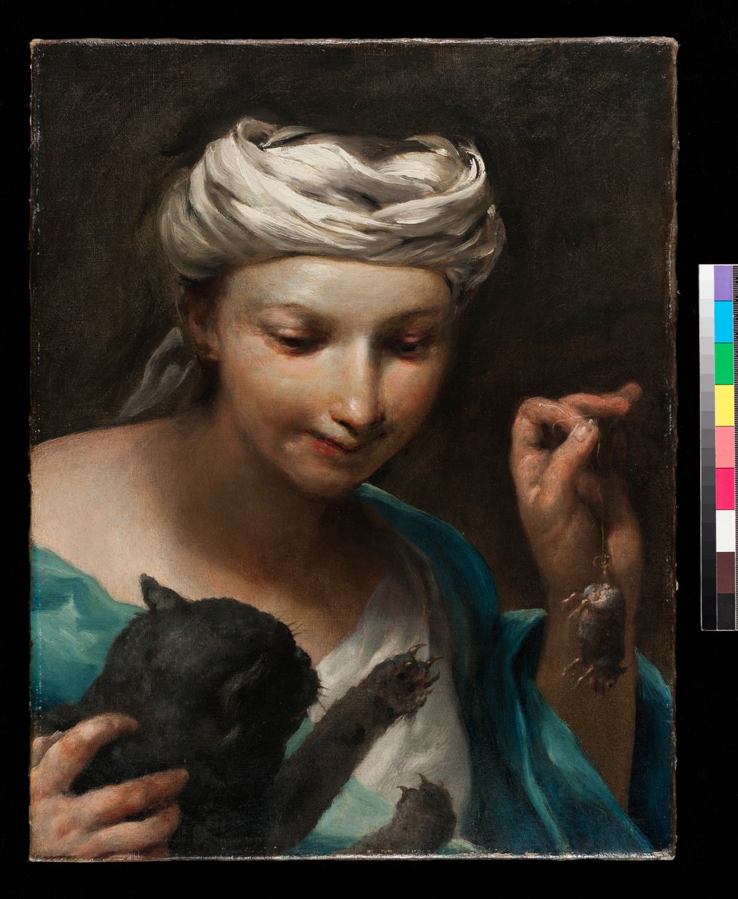 Jente med en katt, før 1747 av Giuseppe Maria Crespi