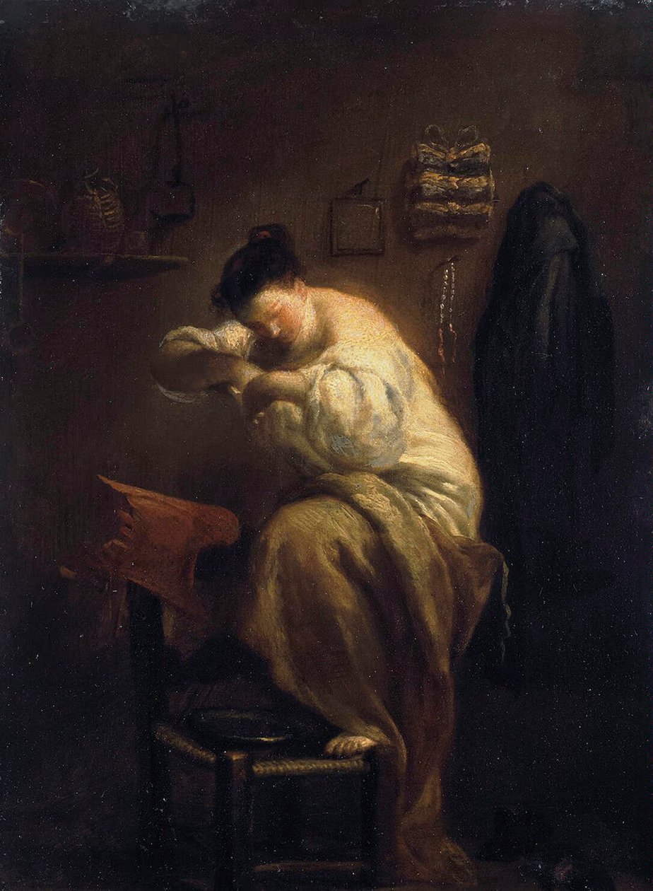Kvinne på jakt etter lopper, 1710-tallet. av Giuseppe Maria Crespi