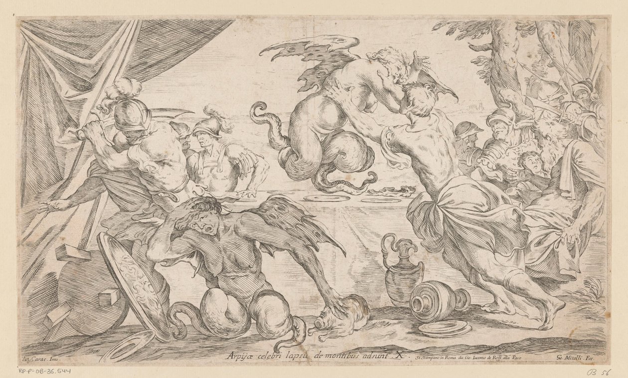 Aeneas og hans følgesvenner kjemper mot harpiene Arpijae celebri lapsu de montibus adsunt (tittel på objekt) Wanderings of Aeneas (serietittel) L
