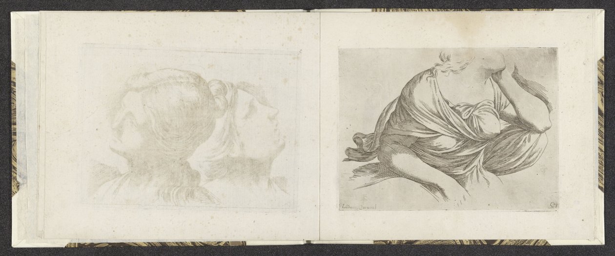 Overkroppen til en kvinne Tegningseksempler (serietittel) Mitelli intaglio (serietittel) av Giuseppe Maria Mitelli