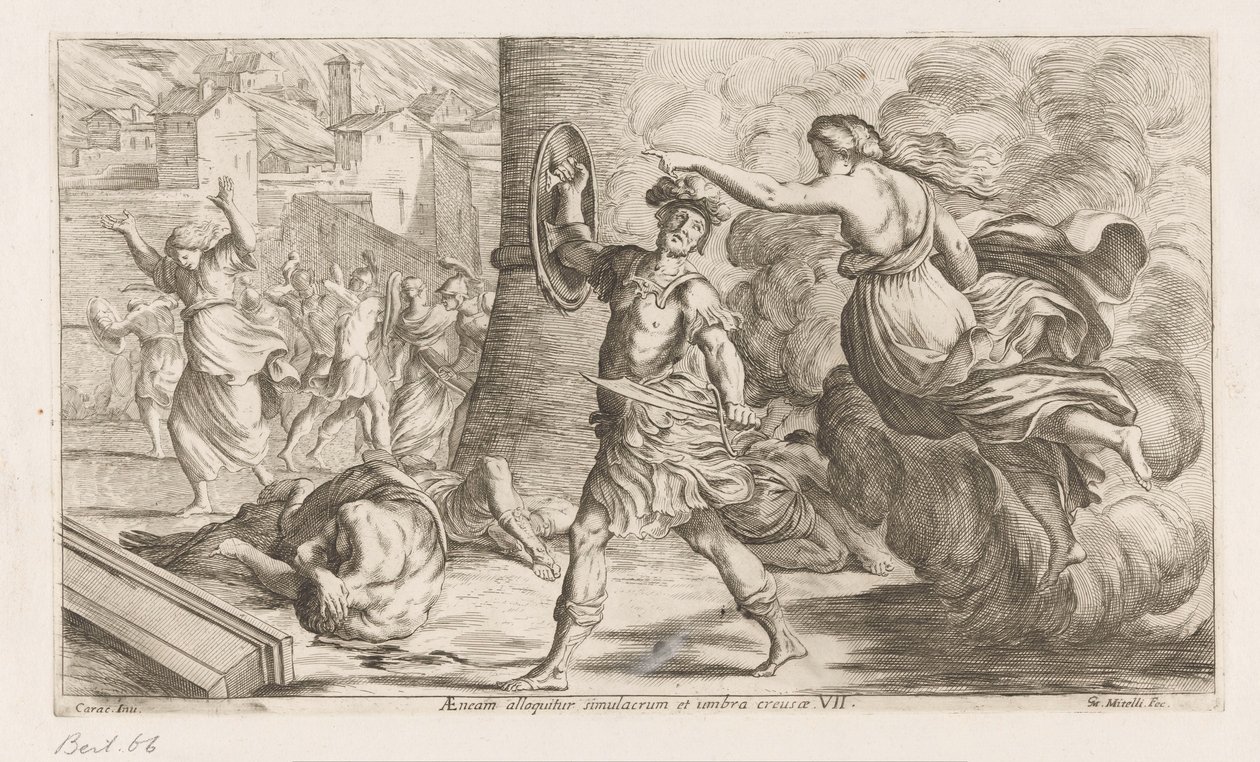 Geest van Creüsa verhitt aan Aeneas Aeneas blir adressert av bildet og skyggen av hulrommet (tittel på objekt) Omzwervingen van Aeneas (serietittel) L