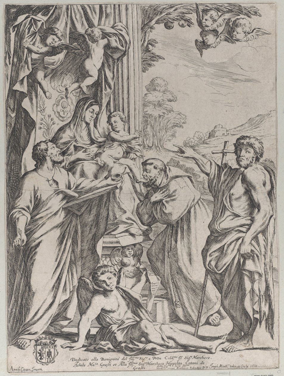 Jomfruen tronet med tre hellige, 1668. av Giuseppe Maria Mitelli