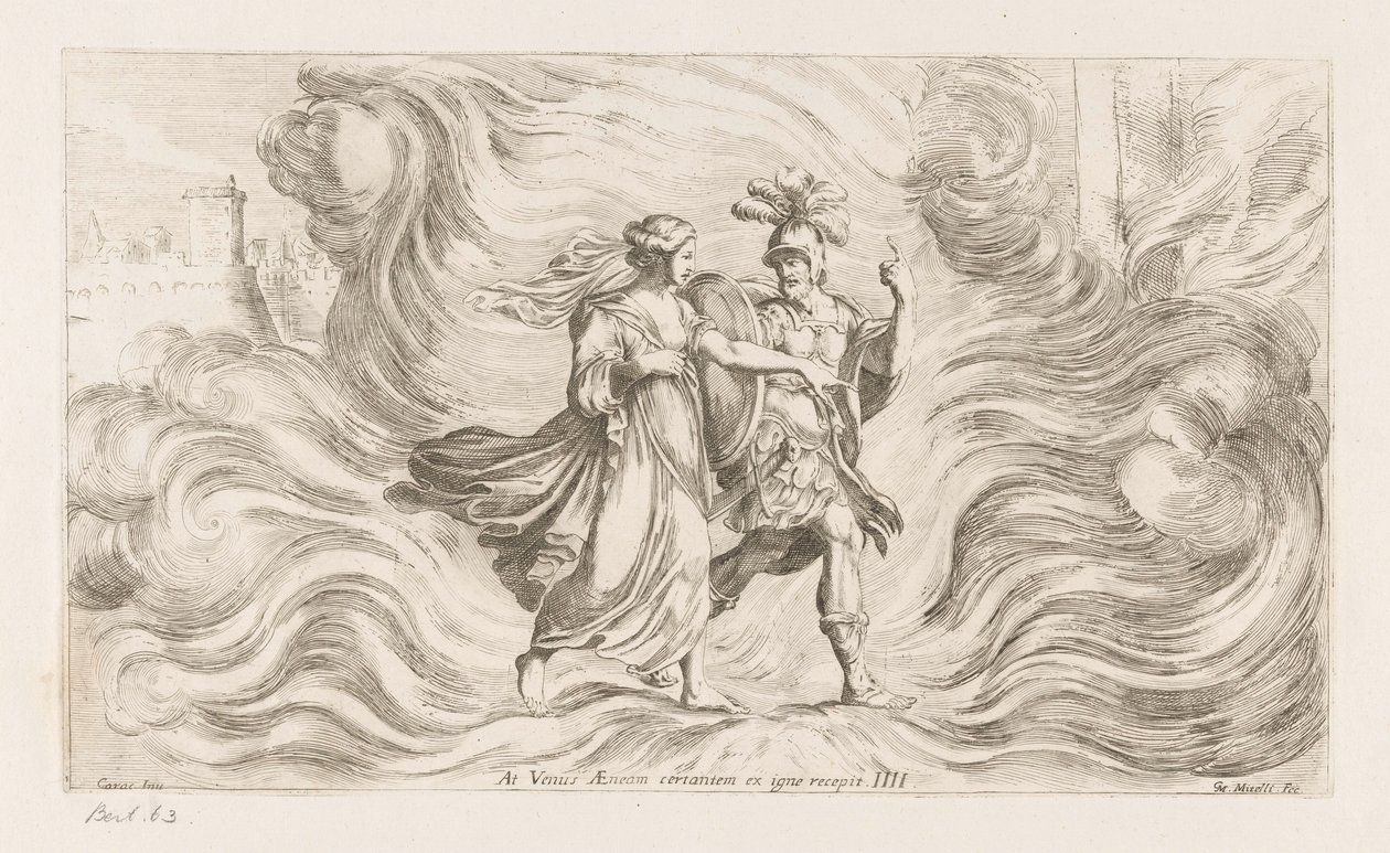 Venus kaster Aeneas ut av flammene Men Venus tok Aeneas tilbake fra ilden (tittel på objekt) Omzwervingen van Aeneas (serietittel) L