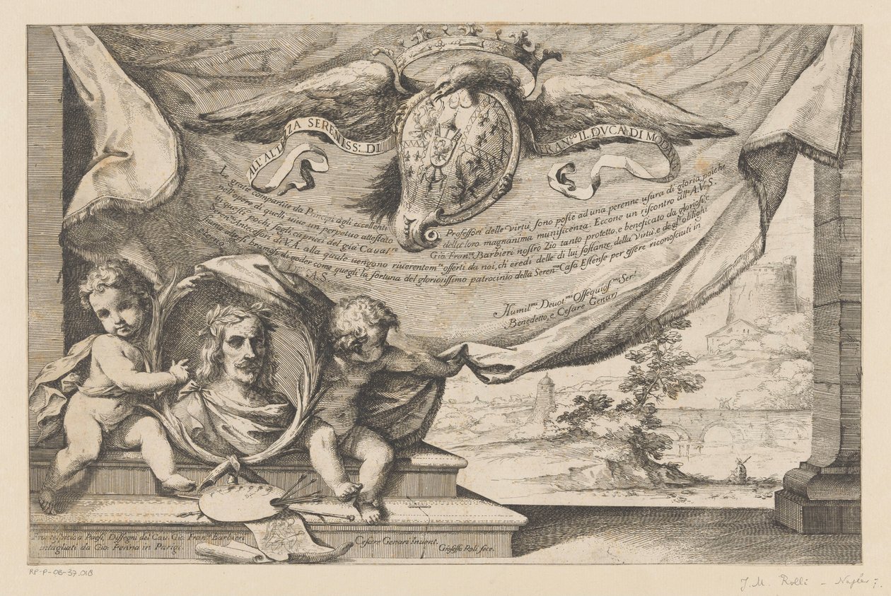 Ode til kunstneren Guercino Landskapsdesign av Guercino (serietittel) av Giuseppe Maria Roli