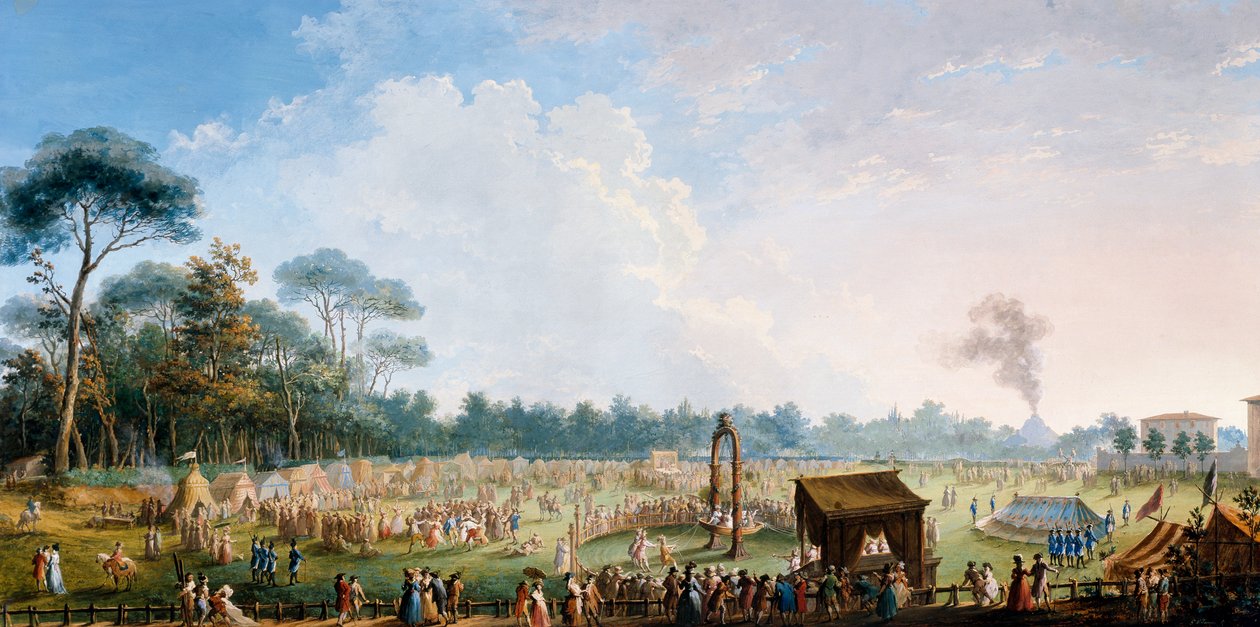 Feiring på Cascine til ære for Ferdinand III, spill på engen til den store eiken av Giuseppe Maria Terreni