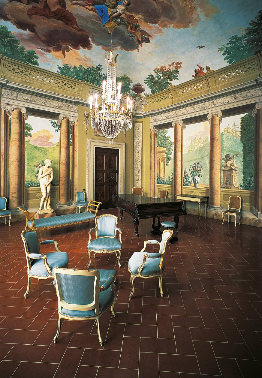 Fresker malt i 1777-1778 av Giuseppe Maria Terreni (1739-1811) i Room of Four Seasons, Villa del Poggio Imperiale (Villa of Imperial Hill), Firenze, Italia av Giuseppe Maria Terreni