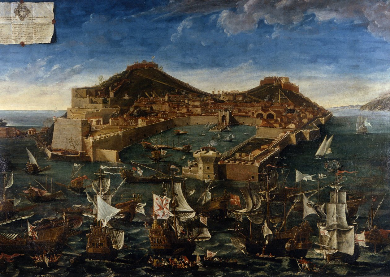 Portoferraio (Elba) (Elba), maleri av G.M. Terreni av Giuseppe Maria Terreni