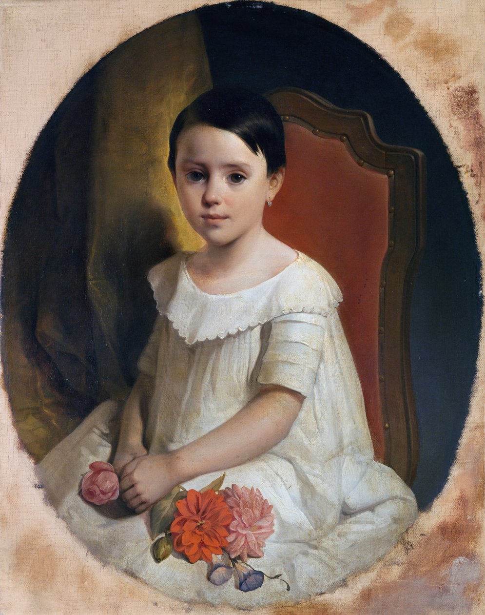Liten jente med blomster av Giuseppe Mazza