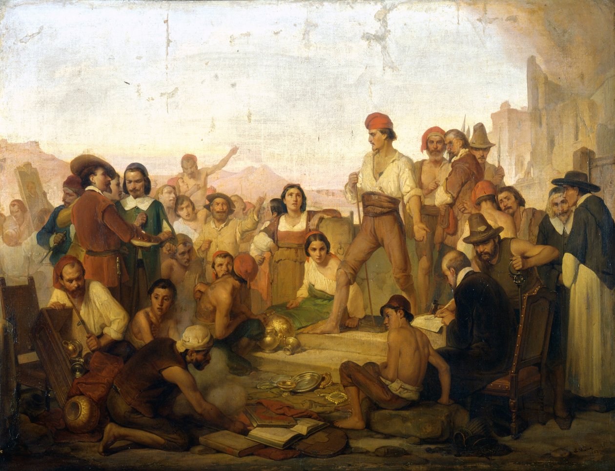 opprøret til den napolitanske fiskeren Tommaso Aniello, kjent som Masaniello (1622-1647) i Napoli i 1647. Maleri av Mazza. Vitenskapsmuseet i Milano av Giuseppe Mazza
