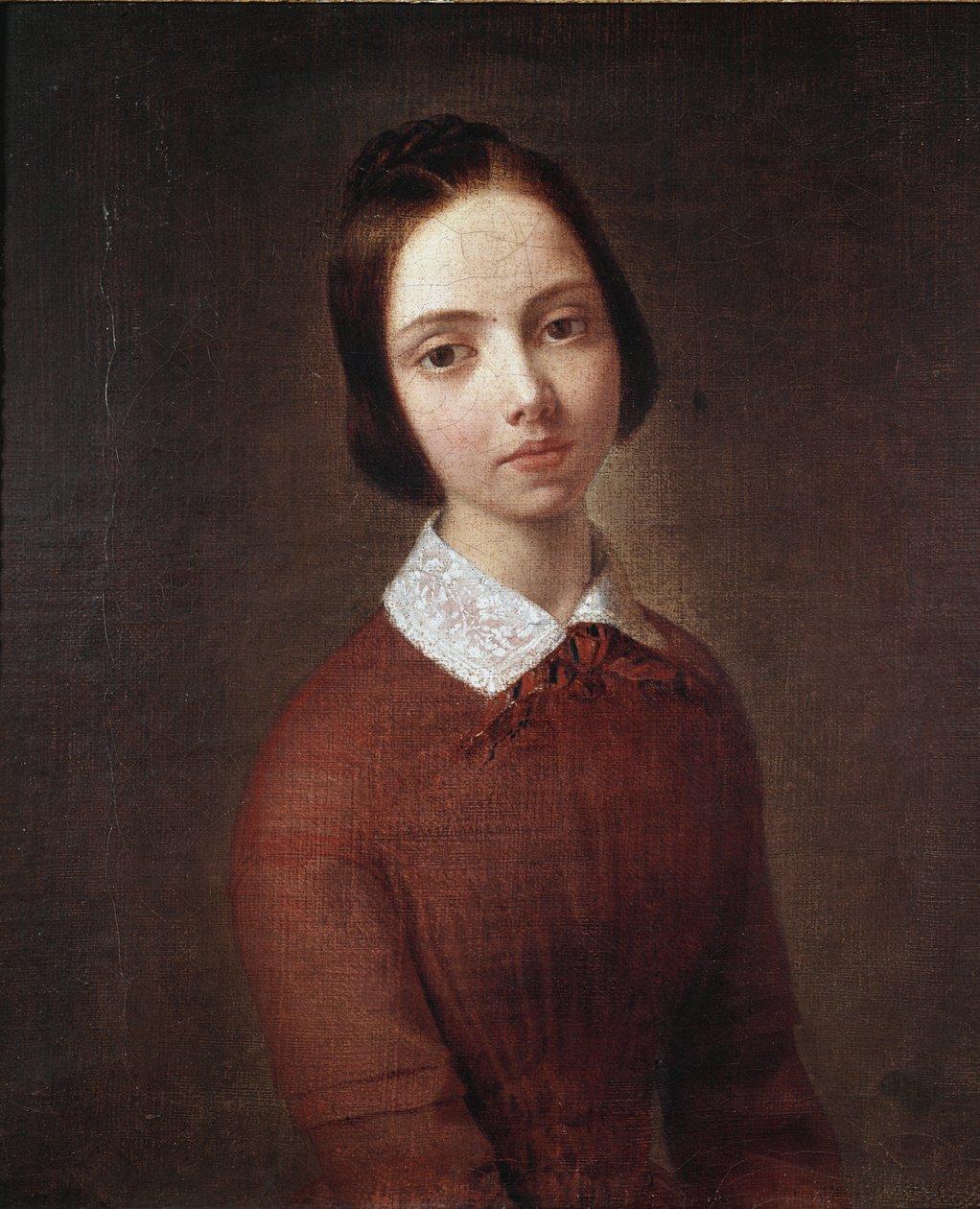 Portrett av en ung jente (olje på lerret av Giuseppe Molteni